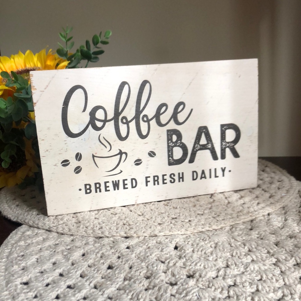 Coffee Bar Rustic Wood Sign Decor